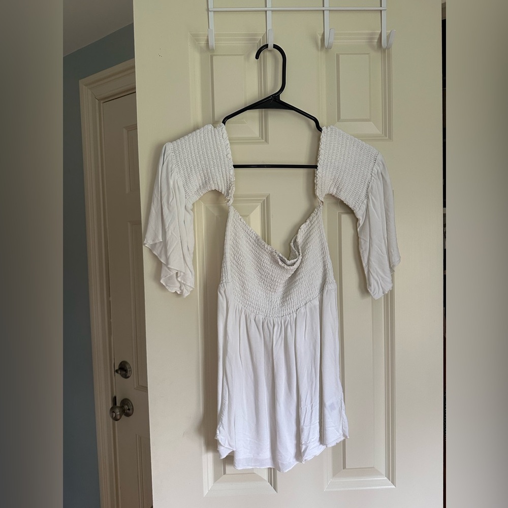 Off the shoulder white shirt